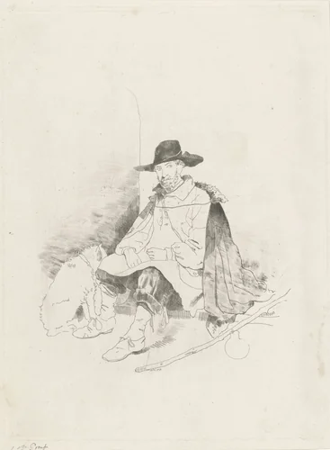 Rustende reiziger by Jacobus Ludovicus Cornet, print, 1851