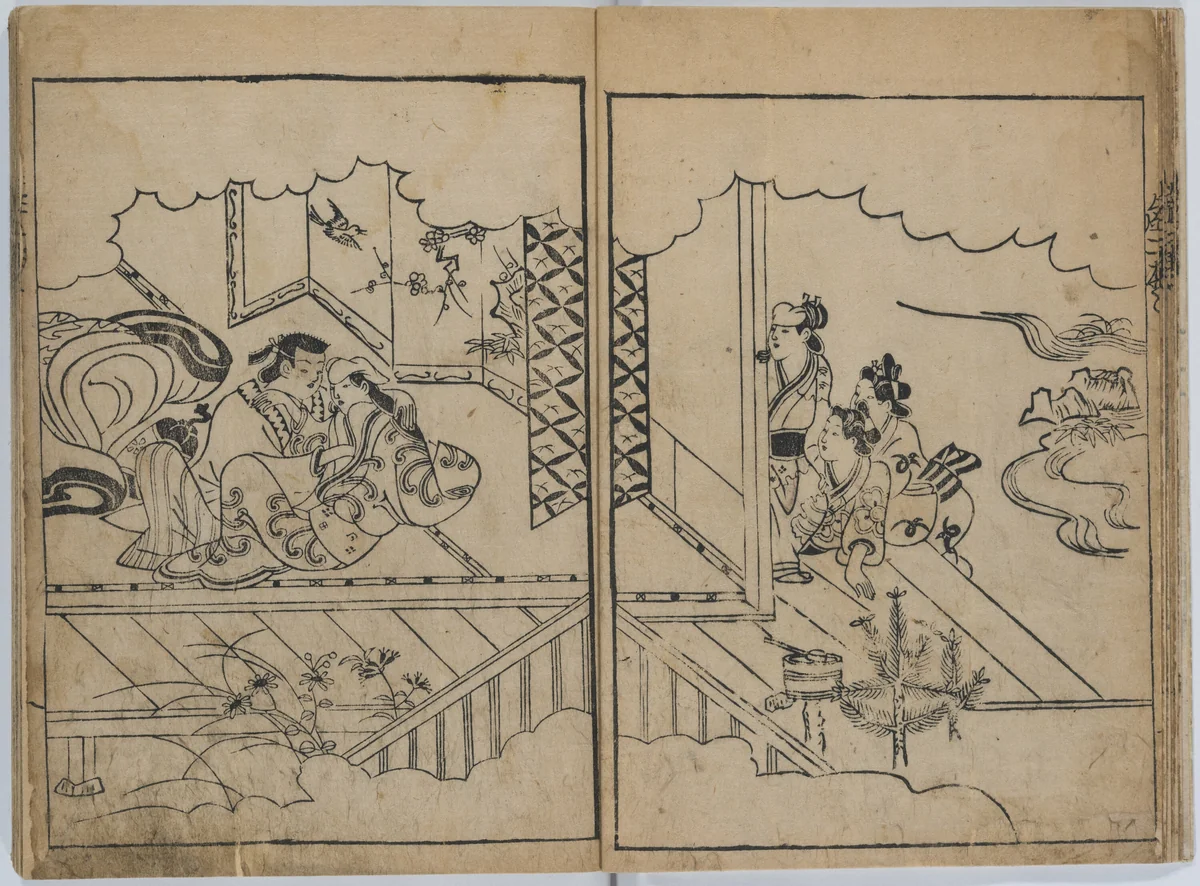 The love story of O-yuri and Ohara Iori (no title) by Torii Kiyomasu I, book, 1691-1701