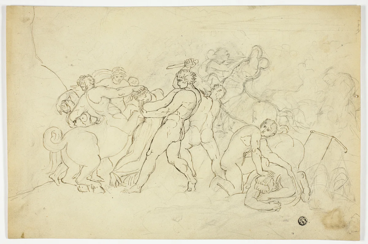 Battle of Lapiths and Centaurs by Joshua Cristall, drawing, 1787-1847