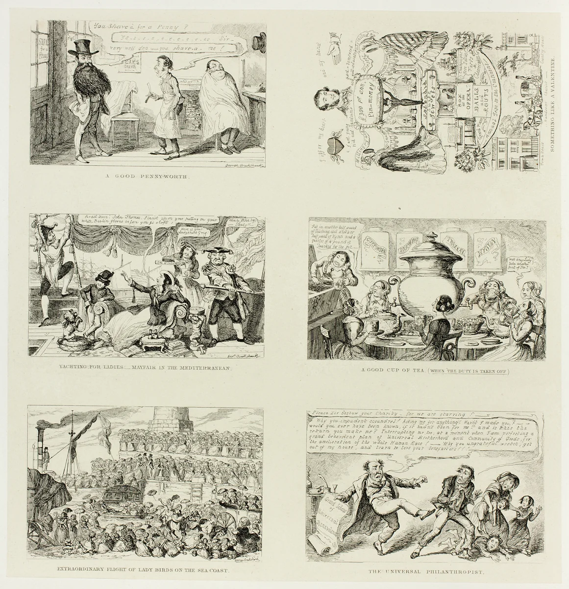 A Good Pennyworth from George Cruikshank's Steel Etchings to The Comic Almanacks: 1835-1853 (top left) by George Cruikshank, print, 1848