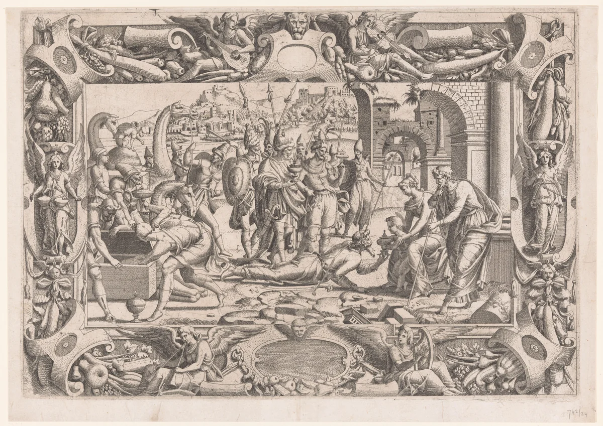Aanbidding door de koningen by Unknown, print, 1543-1545