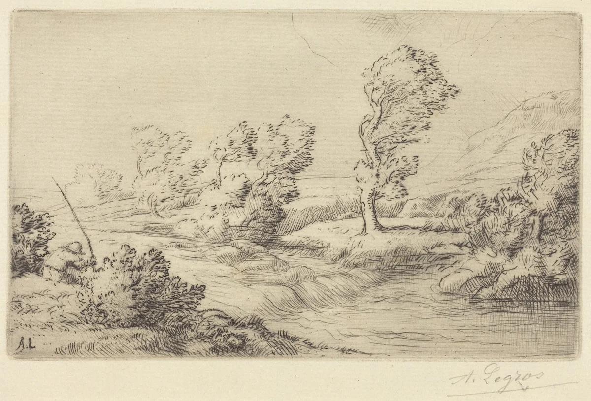 Banks of the Marne (Bord de la Marne) by Alphonse Legros, print, 1837-1911