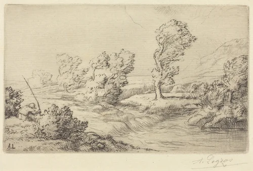 Banks of the Marne (Bord de la Marne) by Alphonse Legros, print, 1837-1911