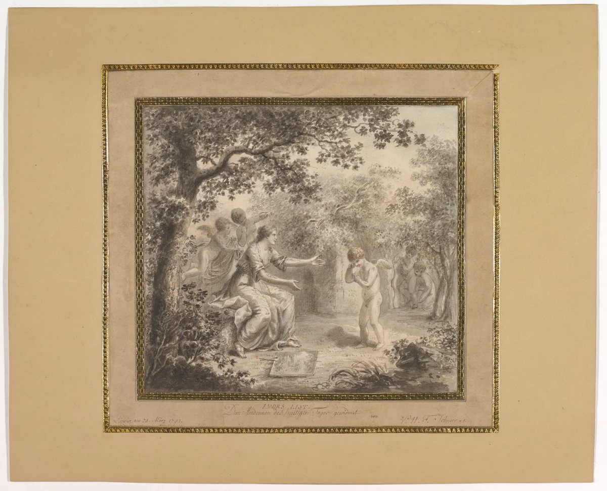 Cupid's ruse by Hans Veit Friedrich Schnorr von Carolsfeld, drawing, 1792