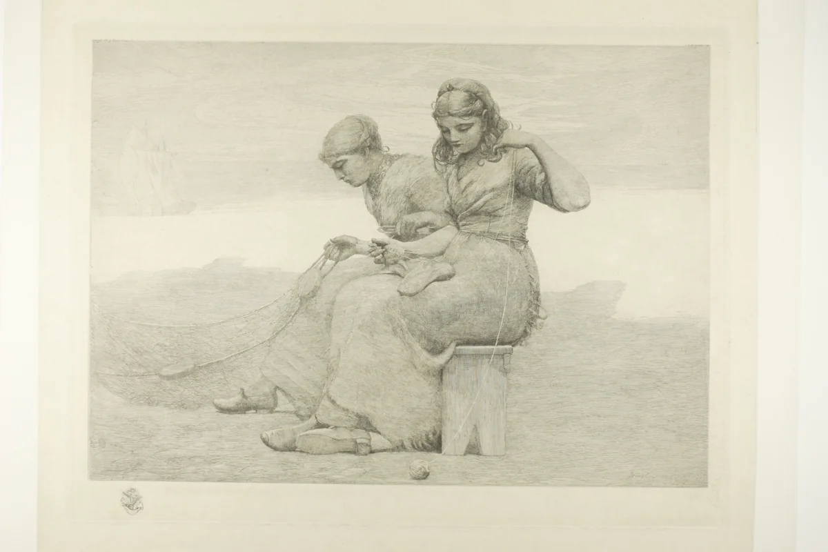 Net Menders by Winslow Homer, print, 1856-1910
