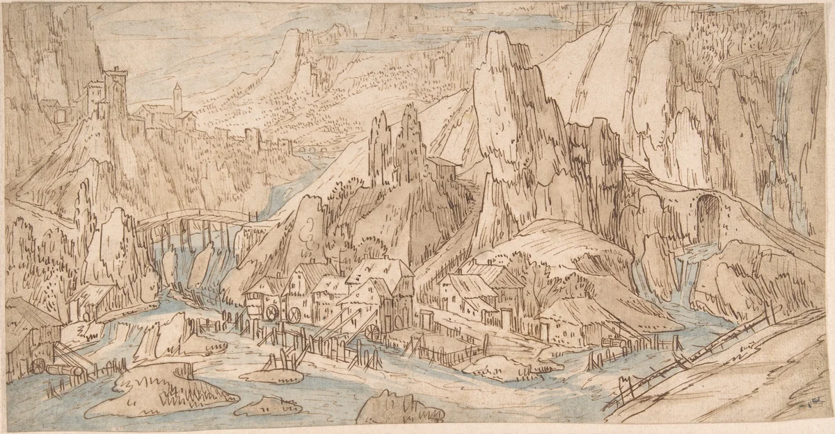 Mountainous Landscape by Tobias Verhaecht, drawing, 1576-1631