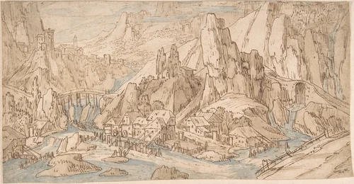 Mountainous Landscape by Tobias Verhaecht, drawing, 1576-1631