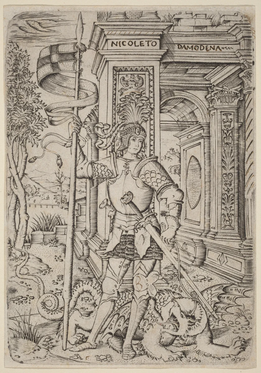 Saint George by Nicoletto da Modena, print, 1510