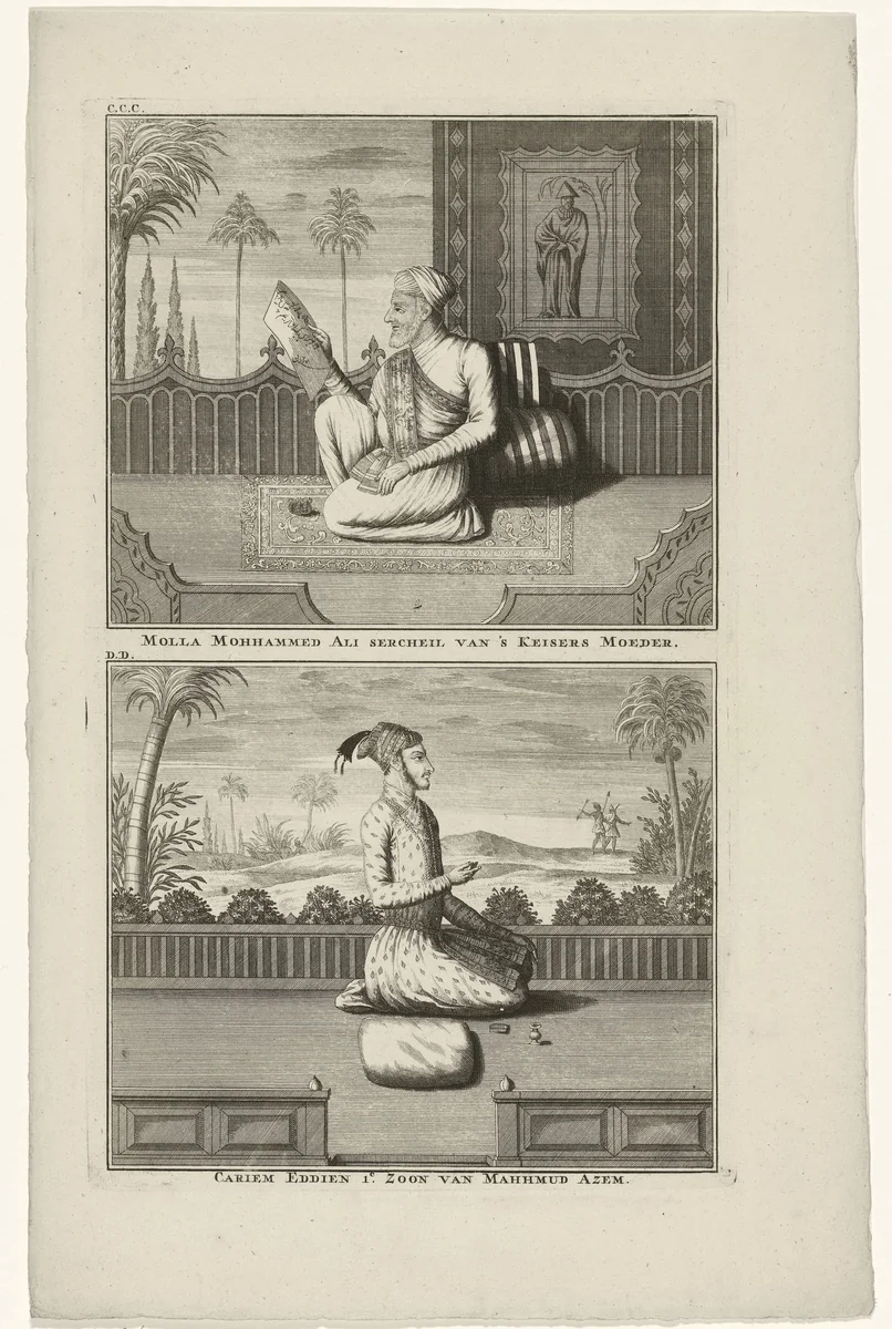 Twee Oosterse figuren by Jan Lamsvelt, print, 1724-1726
