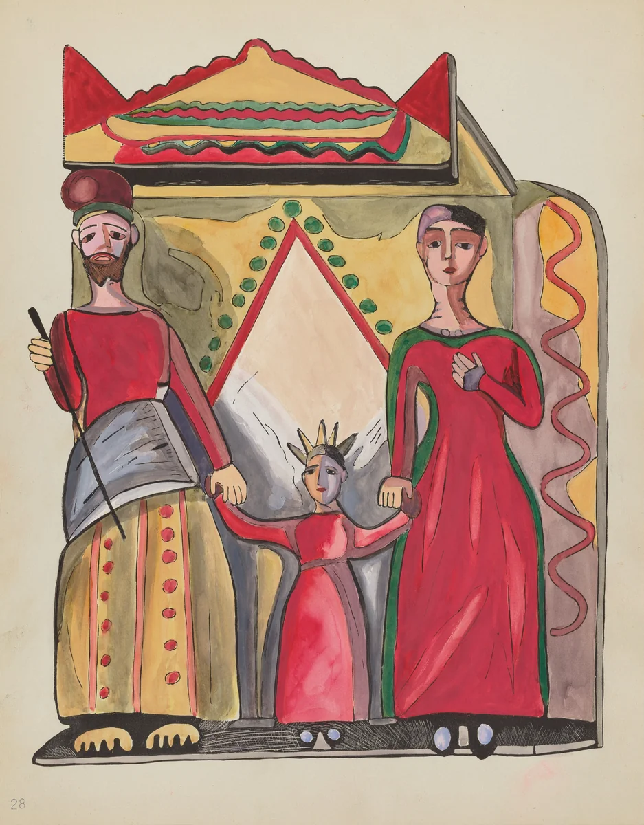 Plate 28: The Holy Family: From Portfolio "Spanish Colonial Designs of New Mexico" by American 20th Century, index of american design, 1935-1942