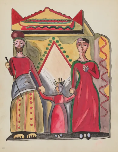 Plate 28: The Holy Family: From Portfolio "Spanish Colonial Designs of New Mexico" by American 20th Century, index of american design, 1935-1942