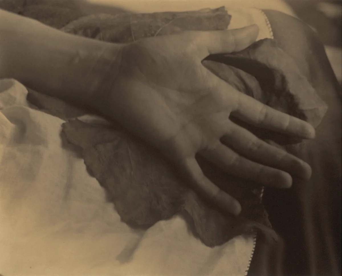 Georgia O'Keeffe—Hand and Grape Leaf by Alfred Stieglitz, photograph, 1921