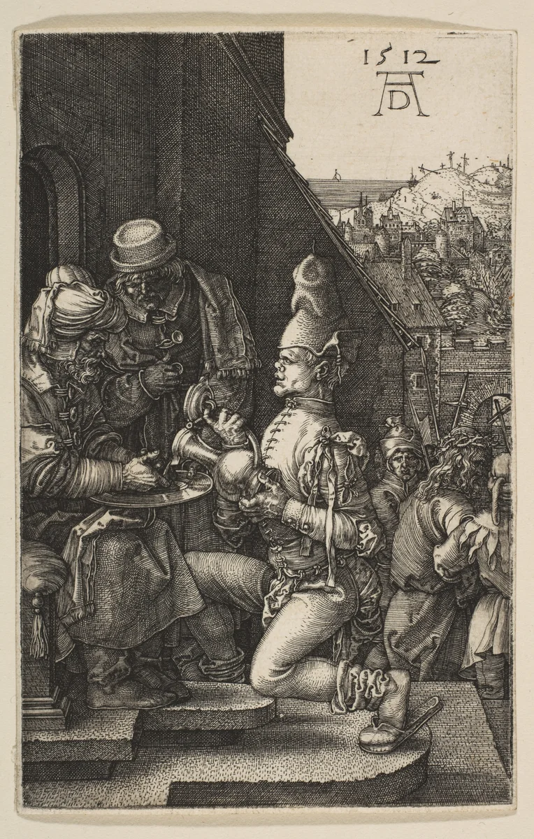 Pilate Washing His Hands, from "The Passion" by Albrecht Dürer, print, 1512