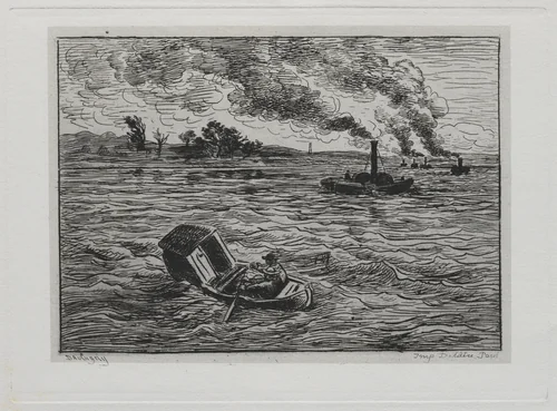 The Boat Trip: The Steamboats or Watch Out for the Steamers by Charles-François Daubigny, other, 1861