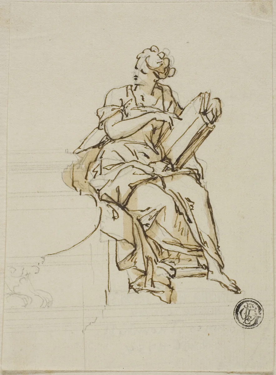 Wisdom: Unexecuted Design for the Monument to the First Duke of Marlborough by John Michael Rysbrack, drawing, 1728-1738