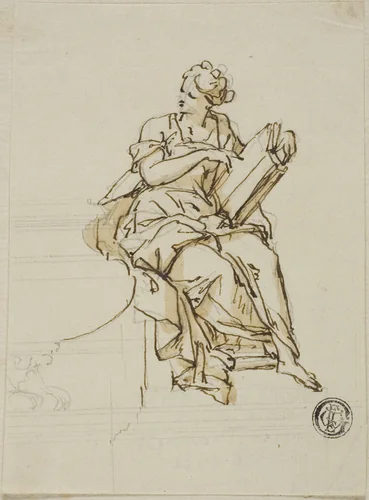 Wisdom: Unexecuted Design for the Monument to the First Duke of Marlborough by John Michael Rysbrack, drawing, 1728-1738