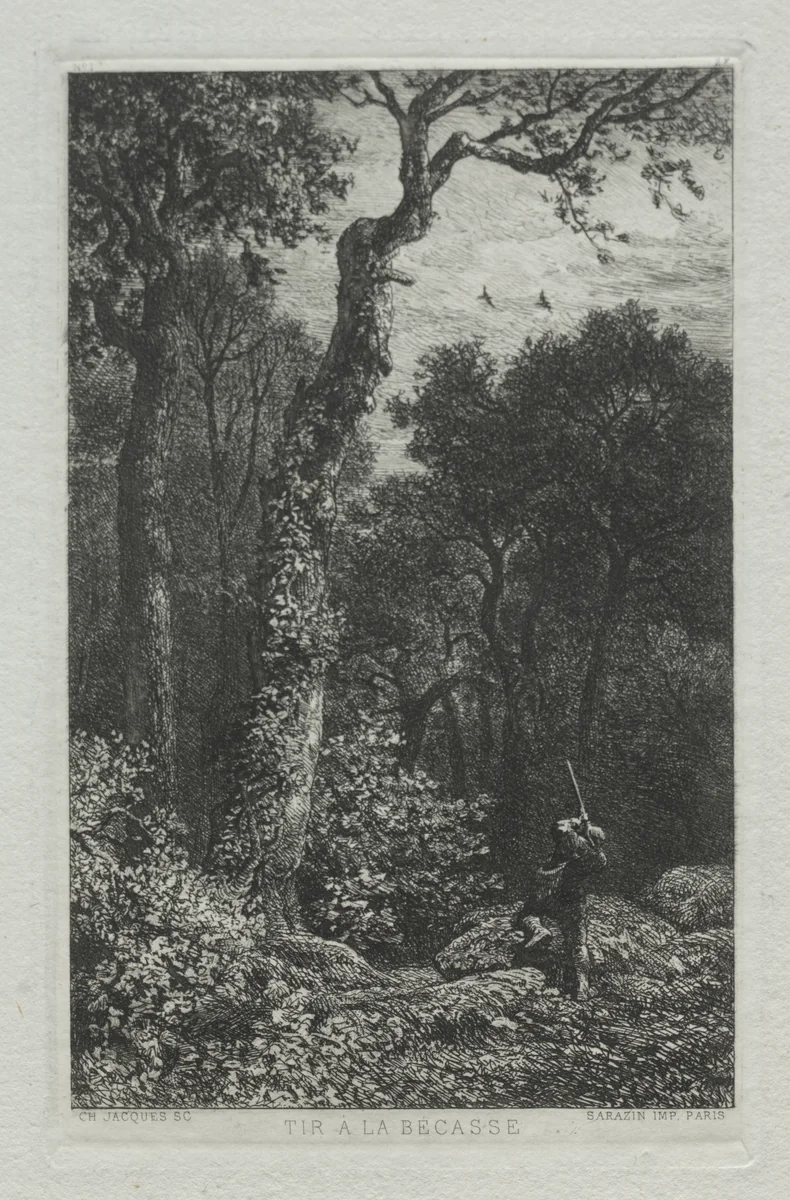Shooting the Woodcock by Charles-Émile Jacque, print, 1864