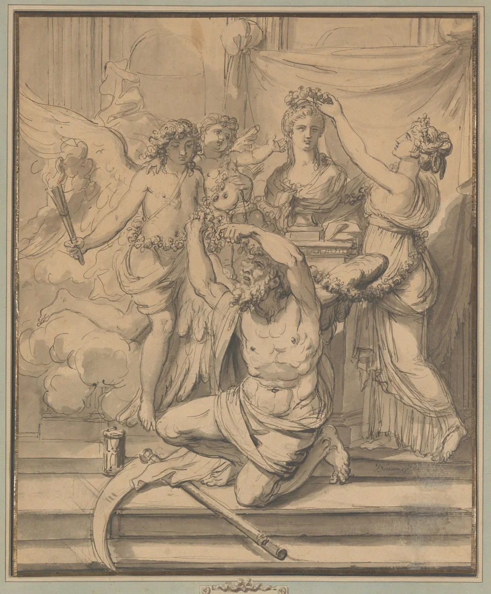Time Banished by Truth by Jean Jacques de Boissieu, drawing, 1745-1810
