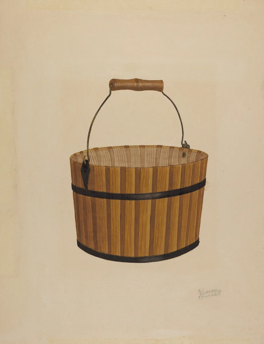 Shaker Wooden Bucket by Richard Barnett, index of american design, 1935-1942