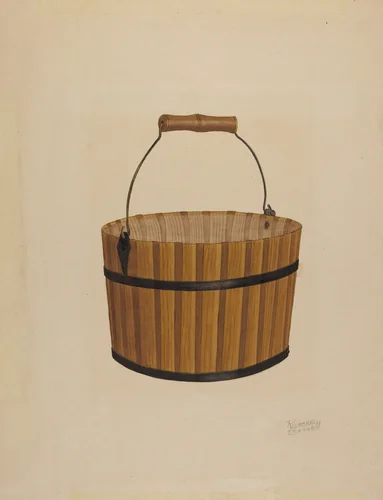 Shaker Wooden Bucket by Richard Barnett, index of american design, 1935-1942