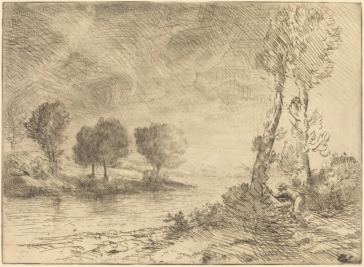 Salmon Fisher (Le pecheur de saumon) by Alphonse Legros, print, 1837-1911