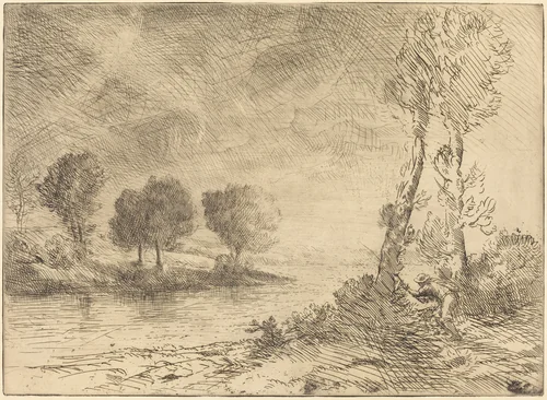 Salmon Fisher (Le pecheur de saumon) by Alphonse Legros, print, 1837-1911