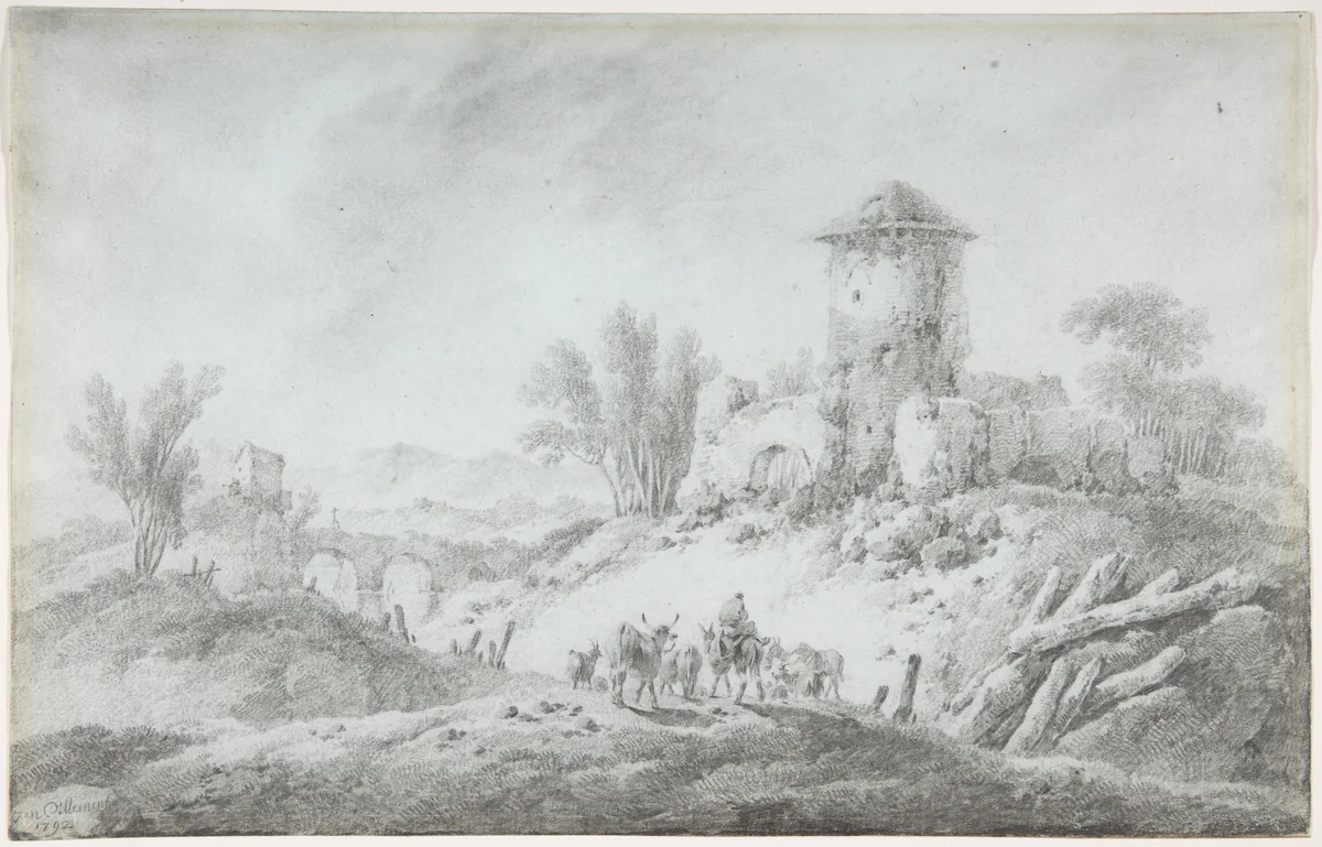 Landscape by Jean Pillement, drawing, 1792
