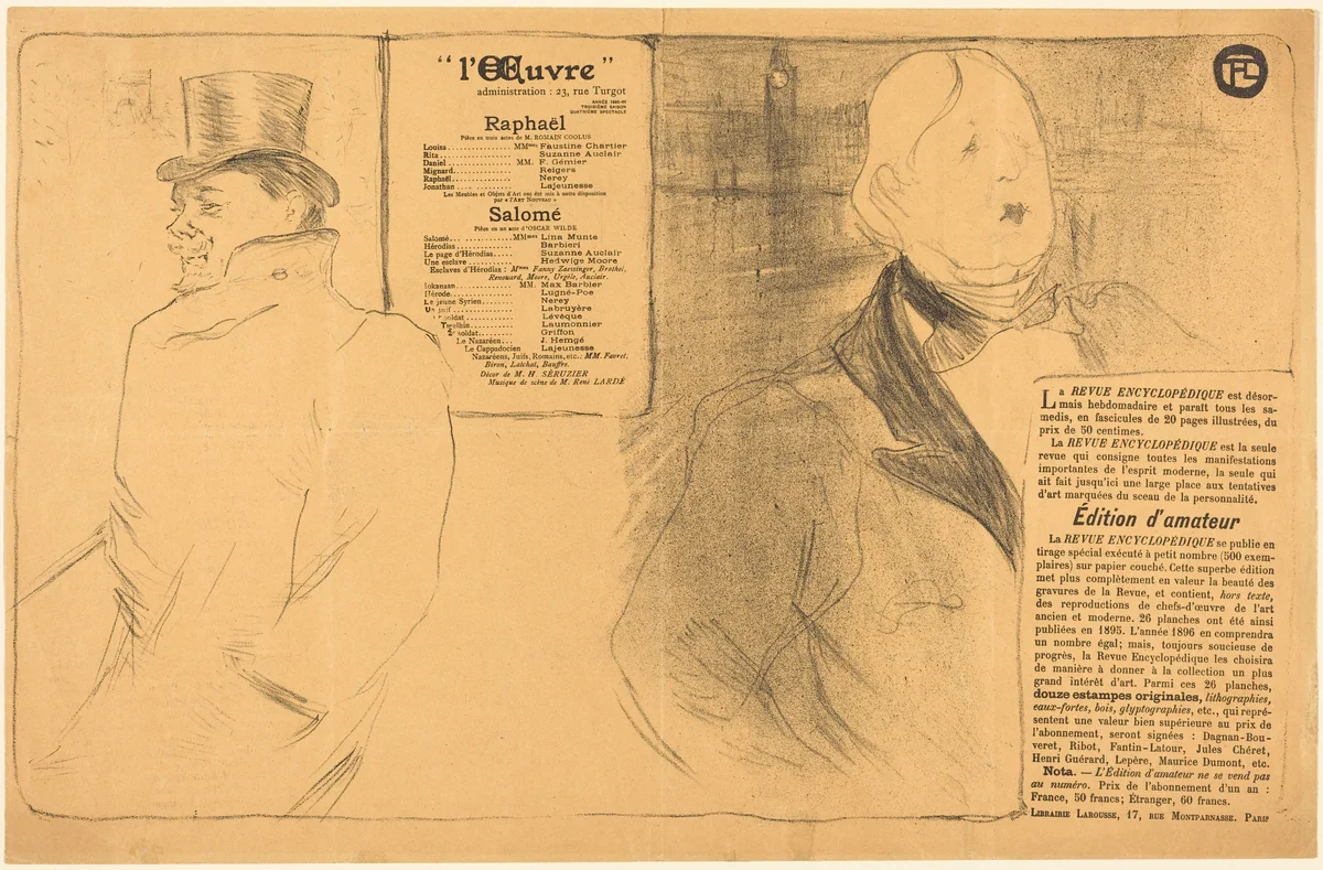 Raphaël; Salomé by Henri de Toulouse-Lautrec, print, 1896