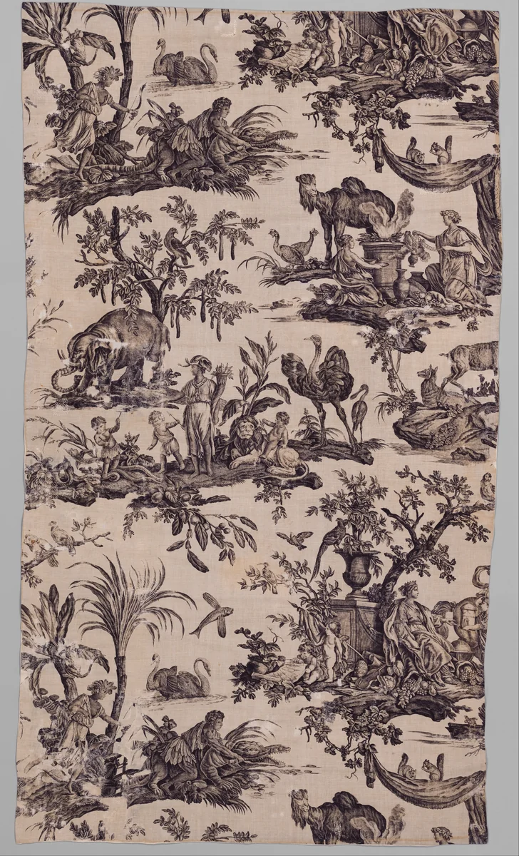 "Four Quarters of the Globe" by Jean Baptiste Huet, textile, 1783-1793