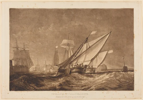 Entrance of Calais Harbour by Joseph Turner, print, 1816