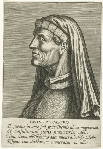 Portret van Paolo da Castro by Philips Galle, print, 1587-1606