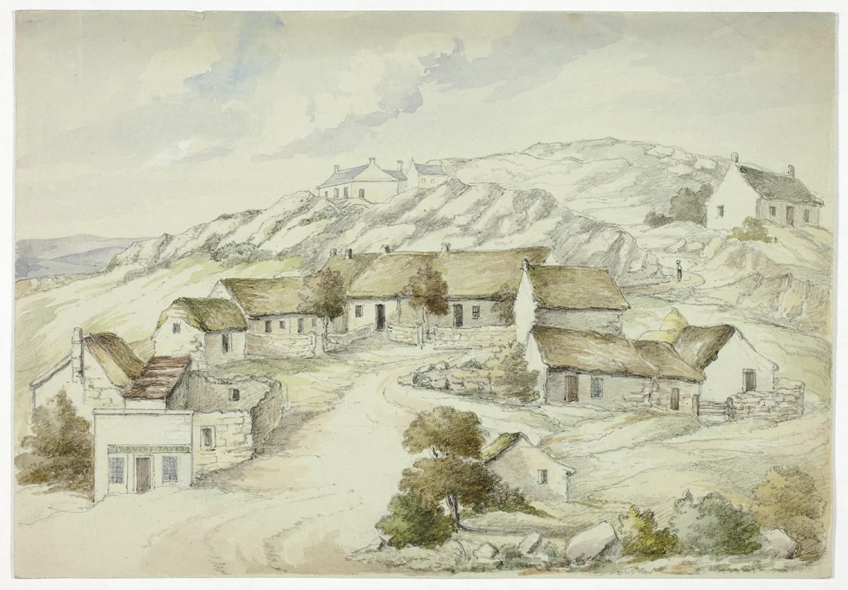 Kilkenny Village from the Rocks by Elizabeth Murray, painting, 1843