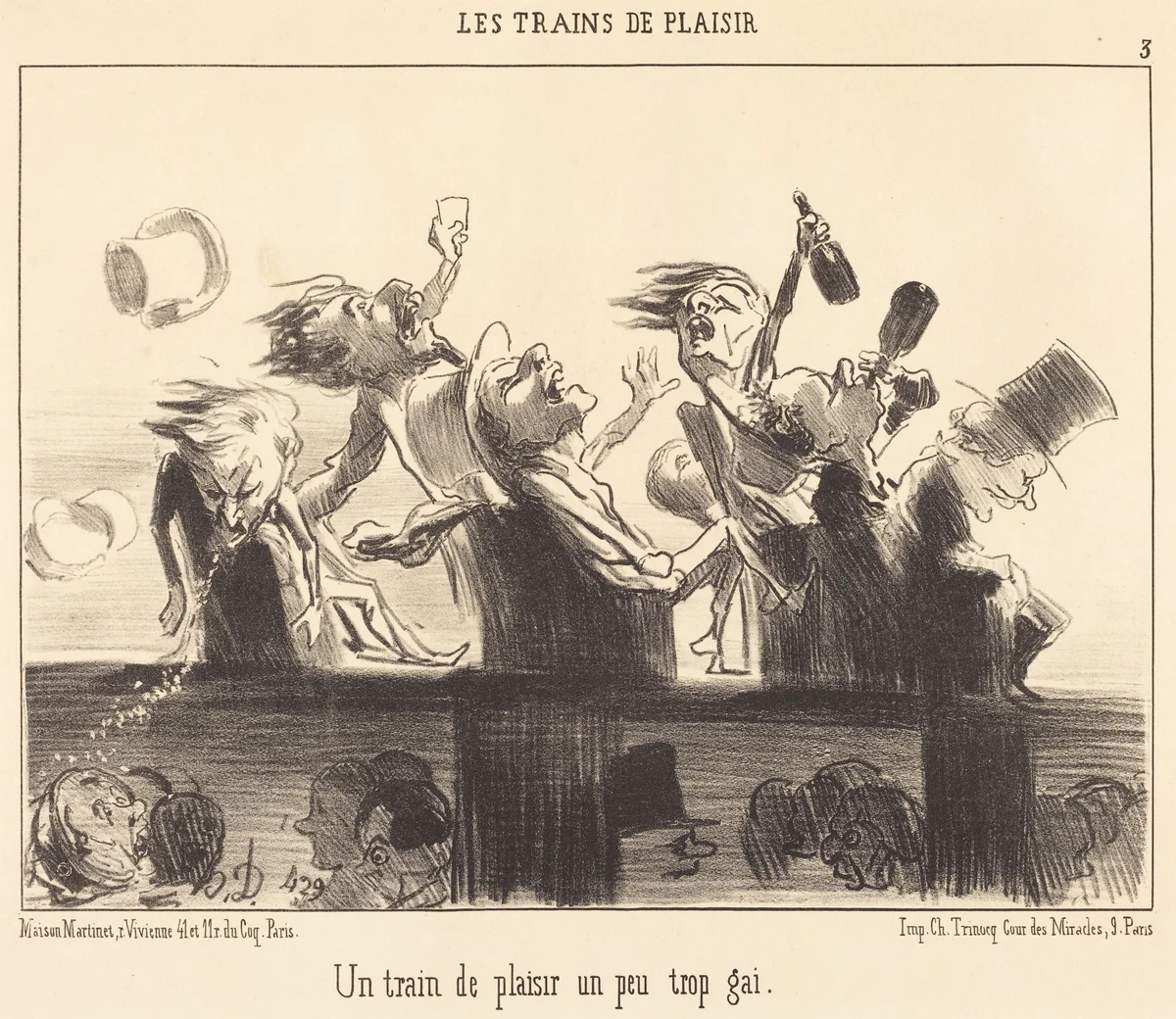 Un Train de plaisir un peu trop gai by Honoré Daumier, print, 1852
