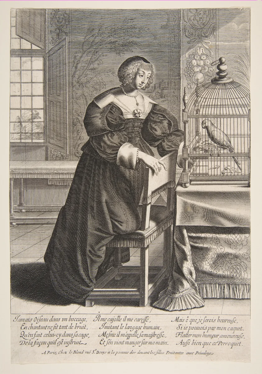 The Parrot by Abraham Bosse, print, 1620-1676