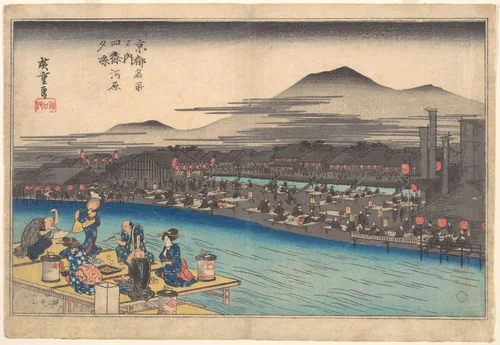 Cooling off in the Evening at Shijogawara by Utagawa Hiroshige (歌川広重), print, 1824-1844