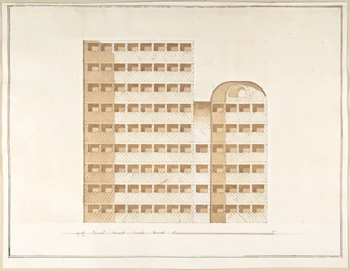 Section of a Columbarium by Pietro Paolo Coccetti, drawing, 1710-1727