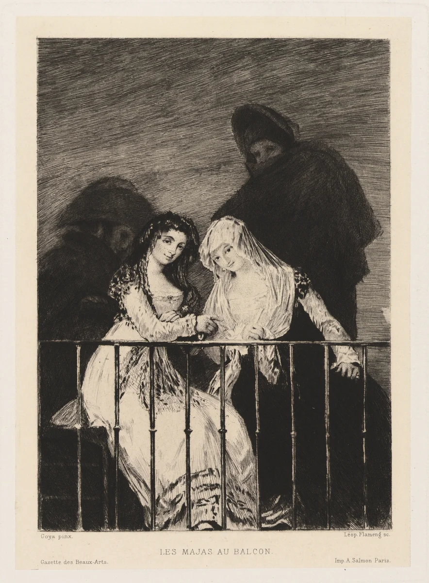 Les Majas au Balcon by Léopold Flameng, print, 1871-1881