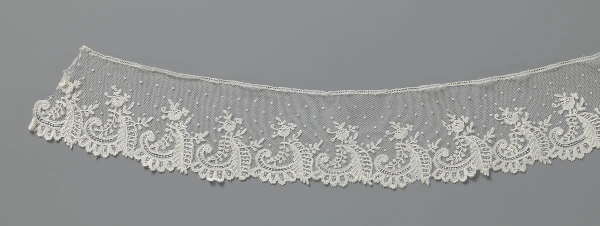 Strook applicatiekant met c-voluut en veervormig blad by anonymous, other, 1850