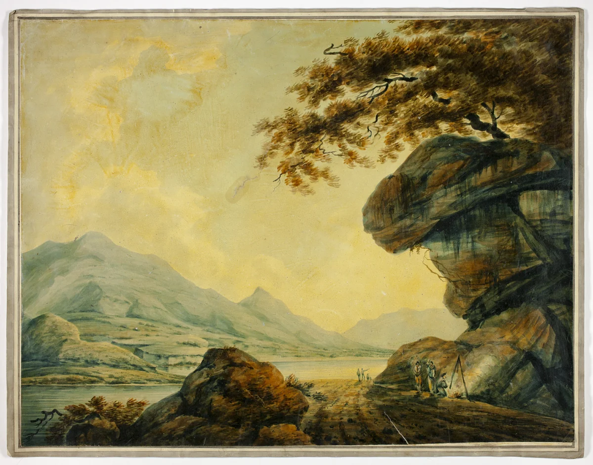 Travelers Cooking at Roadside by Lake by John Warwick Smith
Nicholas Pocock, painting, 1790-1831