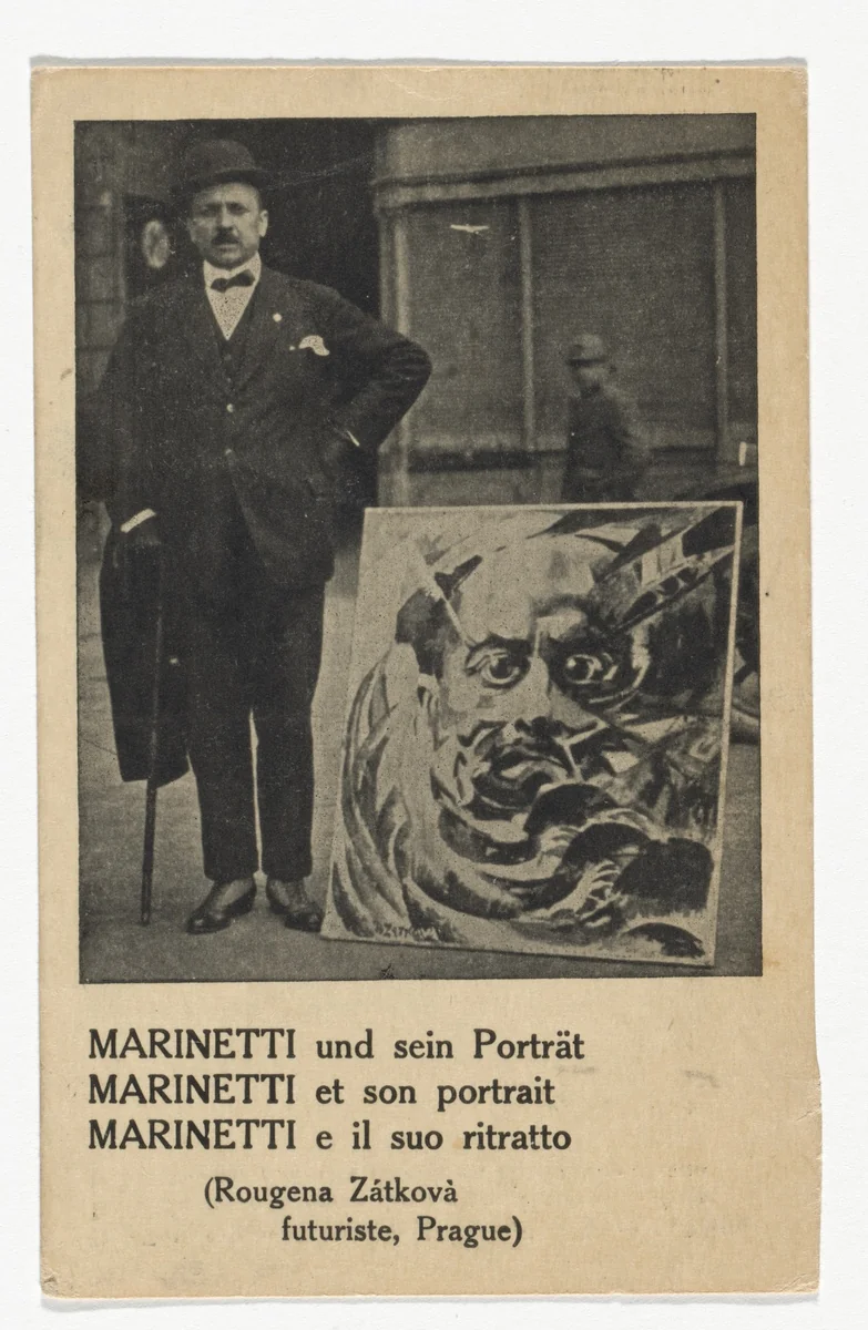 Marinetti e il suo ritratto (Postcard addressed to Angelo Rognoni from Marinetti) by Unidentified Designer, design, 1927