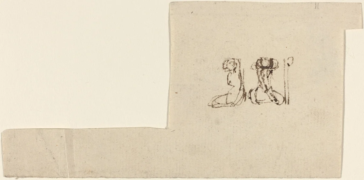 Two Seated Female Figures with Arms Lifted Overhead by John Flaxman, drawing, 1755-1826