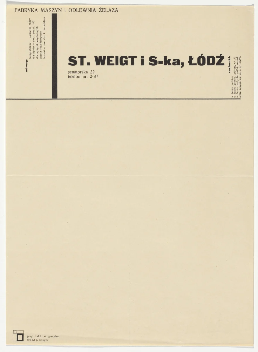 Fabryka maszyn i odlewnia żelaza (Machine factory and iron foundry) letterhead by a.r. group, design