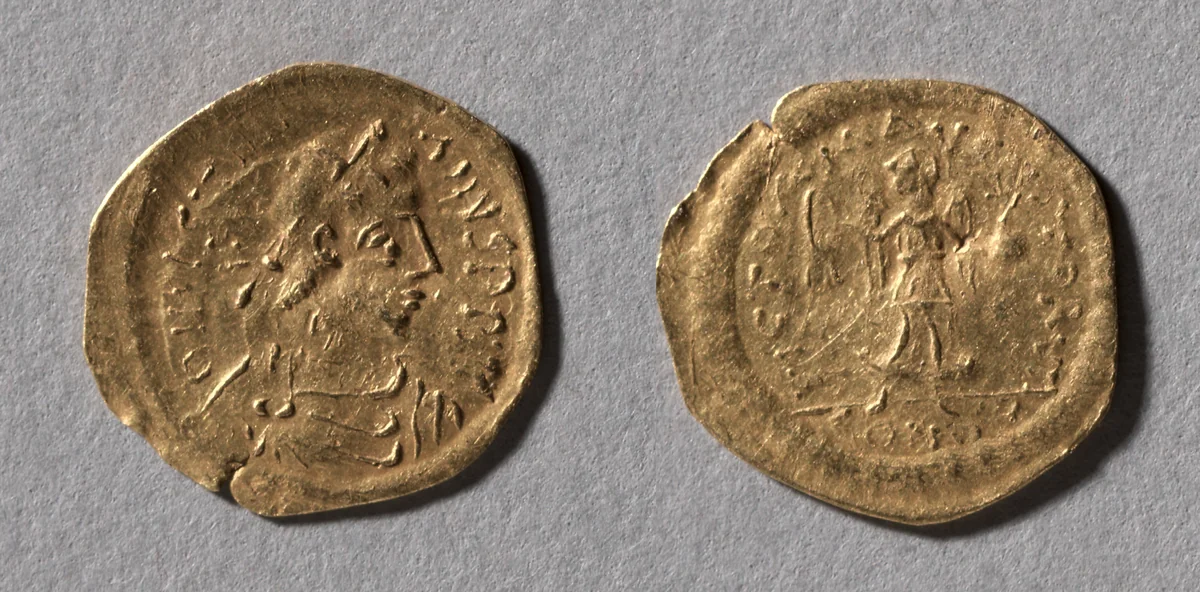 Half Tremissis of Justinian I by Unknown, metalwork, 527-565