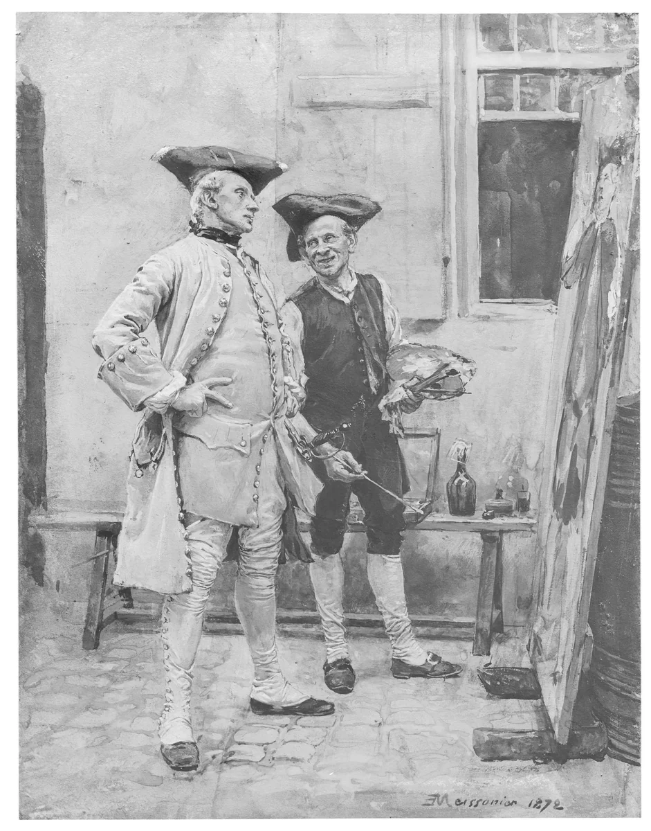 The Sign Painter (Le Peintre d'Enseignes) by Ernest Meissonier, drawing, 1867-1877