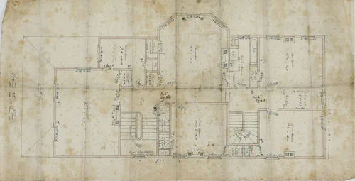 Charles R. Larrabee House, Chicago, Illinois, Second Floor Plan by Edward Burling, drawing, 1863-1864