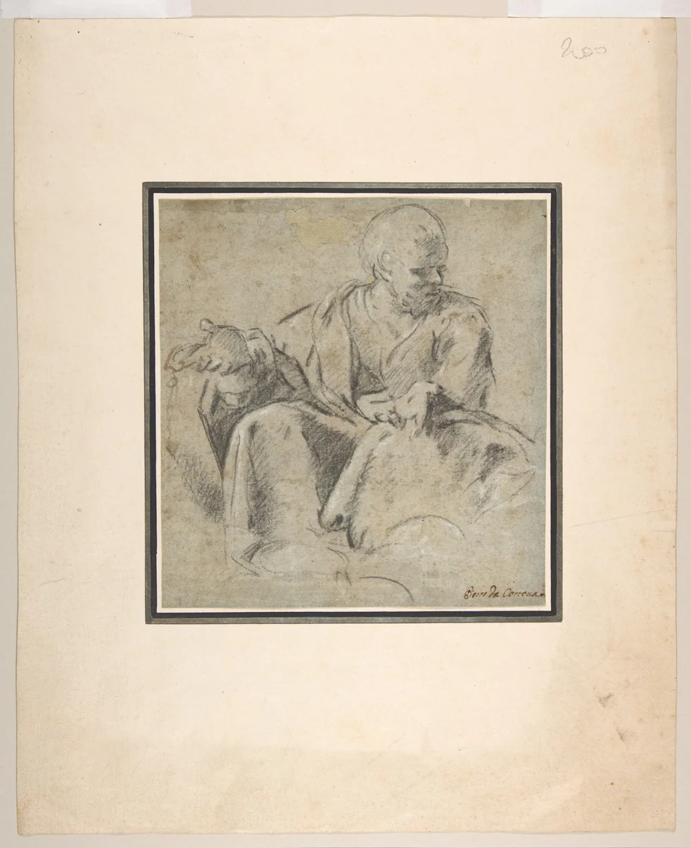 Study for a Figure of Saint Joseph by Bartolomeo Schedoni, drawing, 1590-1600