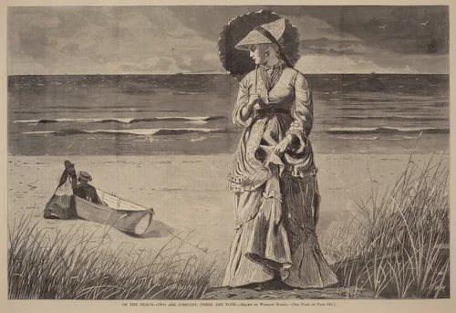 On the Beach - Two are Company, Three are None by Winslow Homer, print, 1872