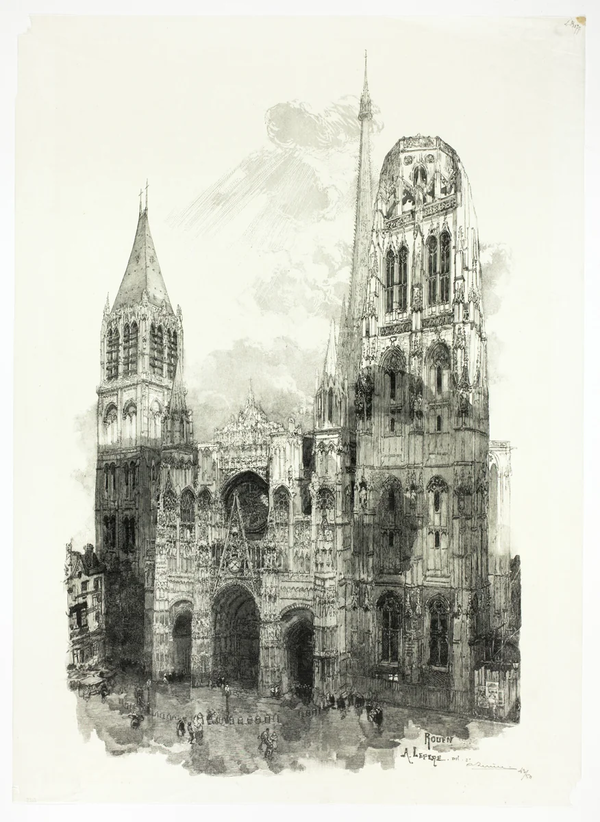 Rouen Cathedral by Louis Auguste Lepère, print, 1869-1918