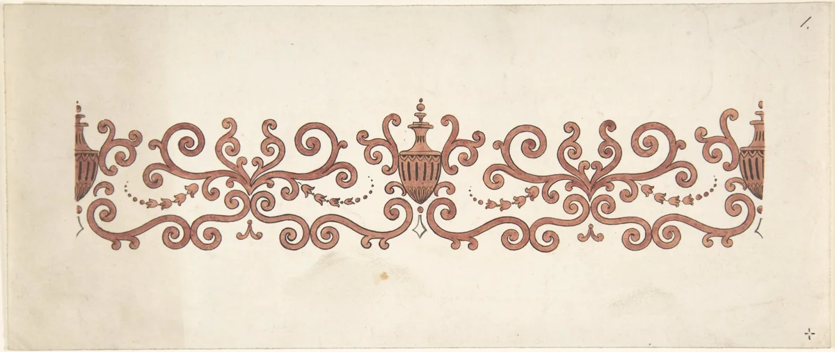 Design for Panel Decoration by J. Hulme, drawing, 1828-1840