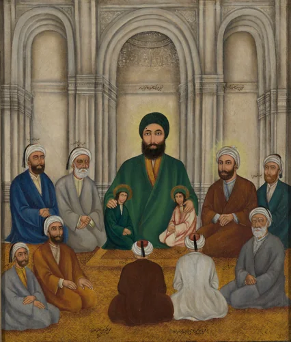 People of the Prophet's House with Companions by Rahim Kashani, painting, 1858-1908